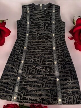 Nicopanda Black Logo Print Sleeveless Dress Size 4